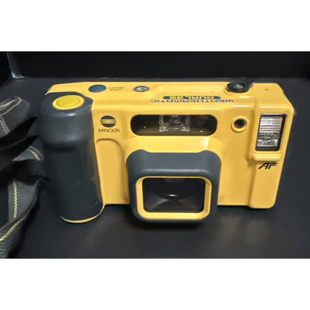 Minolta Weathermatic Dual 35mm Film Camera Underwater Case Strap Film Case Video